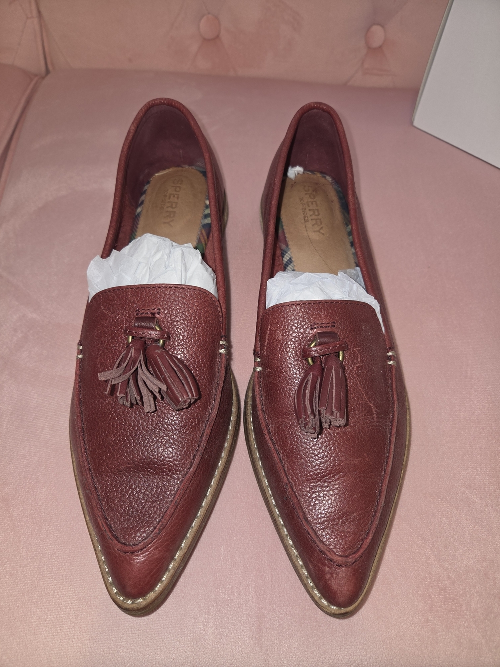 Sperry Burgundy Leather Tassel Loafers for WOMEN